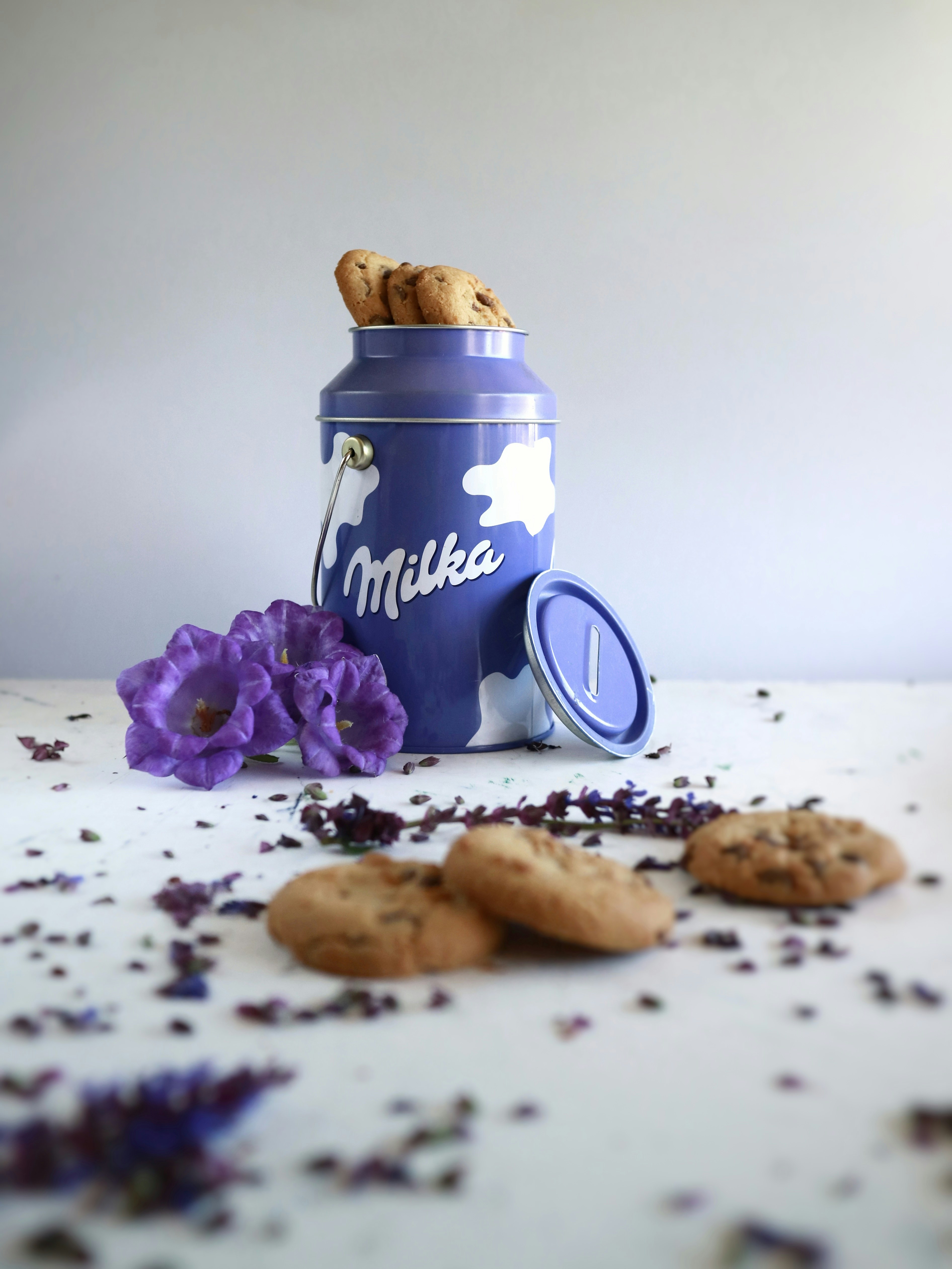 cookies in blue container